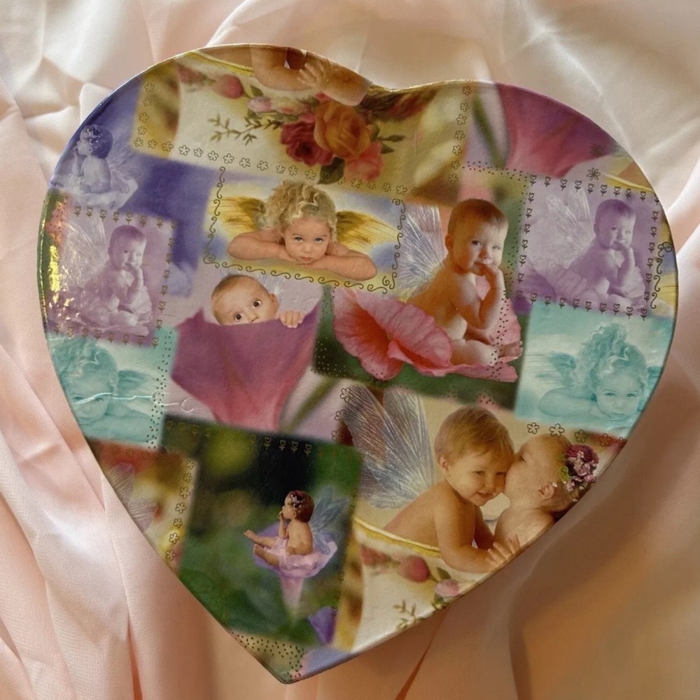 Heart Box Valentine's Cherub Baby Angel for Keepsakes Decoration Container